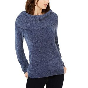 INC Chenille Cowl Neck Metallic Sweater Large